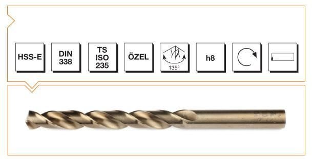 Makina Takım HSS-E Altın Seri İnox Delme Matkap Ucu 8 mm