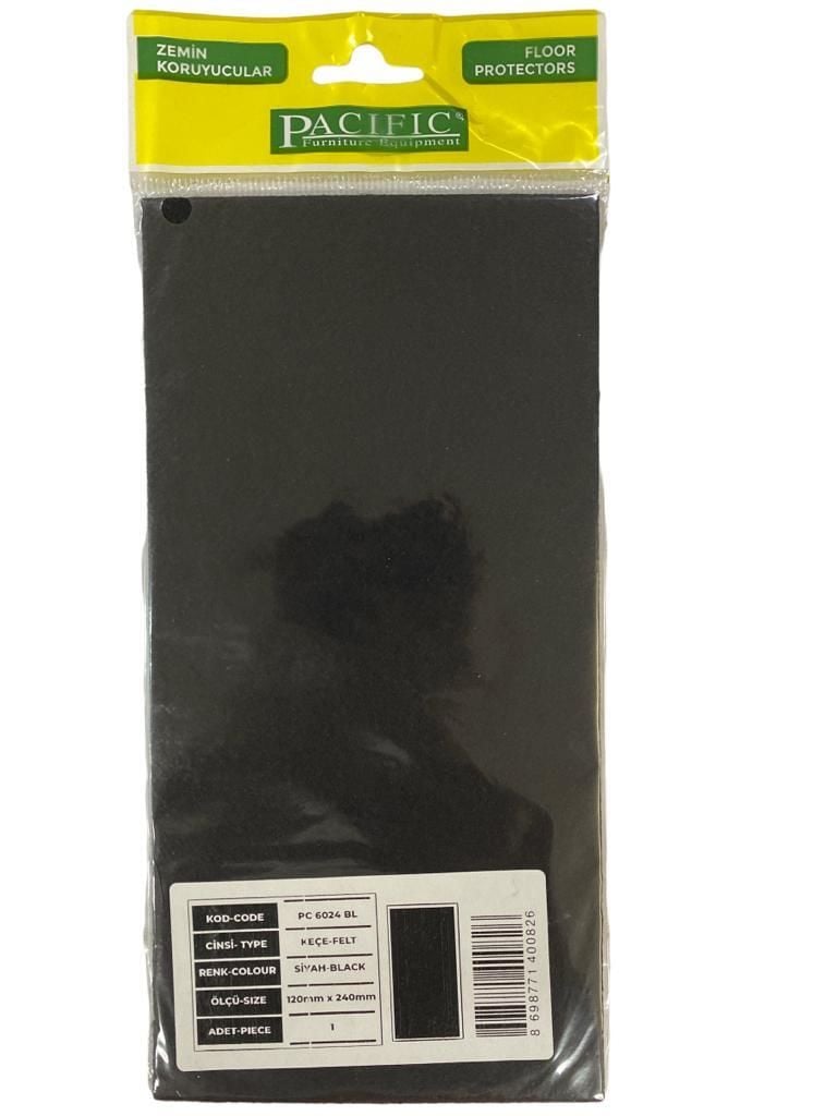 Pacific 6024 BL Yapışkanlı Keçe 120 mm X 240 mm Siyah