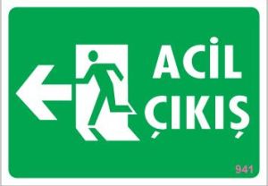 Acil Çıkış Uyarı Levhası 17,5x25 KOD:941