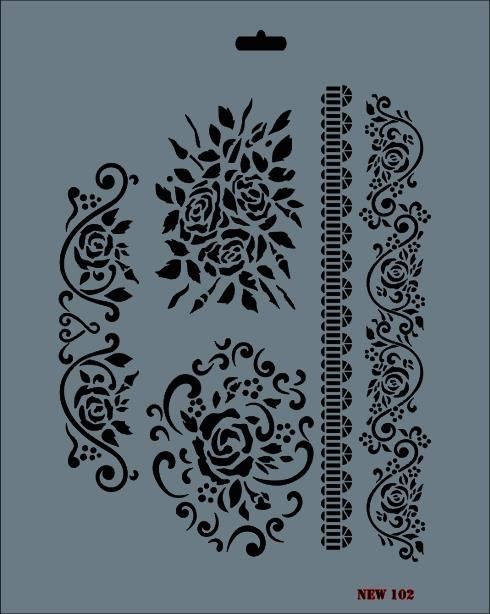 Rich New Seri N-102 Stencil 35x25 cm