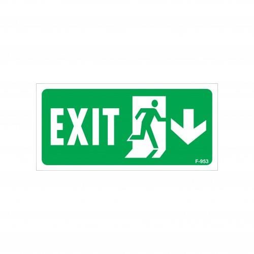 Exit Aşağı Sağ Ok İşaretli Uyarı Levhası 17,5x25 KOD:953