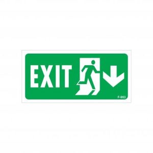 Exit Aşağı Sağ Ok İşaretli Uyarı Levhası 17,5x25 KOD:953