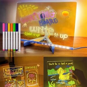 Ennalbur 27126 Dekoratif Led Aydınlatmalı Şeffaf Işıltılı Yazı Çizim Panosu