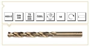 Makina Takım HSS-E Altın Seri İnox Delme Matkap Ucu 3 mm